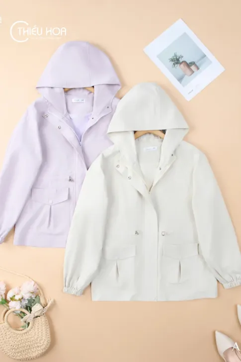 Áo Khoác Trung Niên Kaki Lụa Thiết Kế Có Mũ Hiện Đại AK5X1015