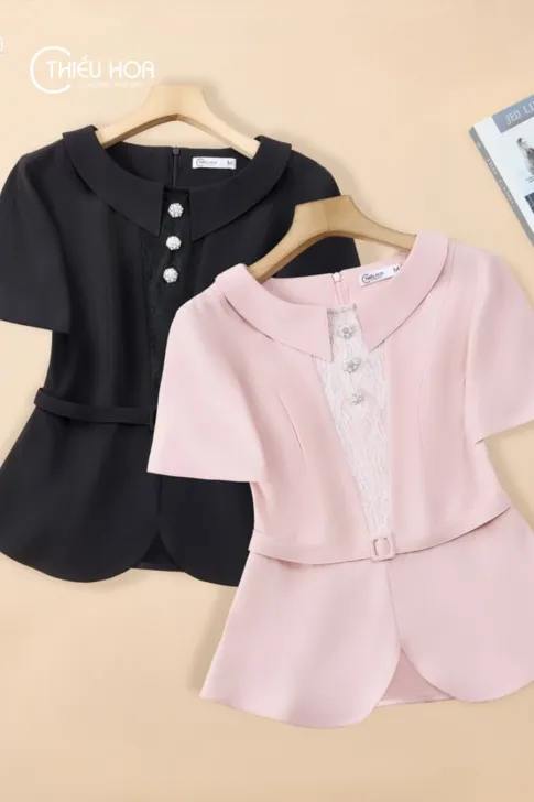 Áo Kiểu Trung Niên AN5X0836 Thiều Hoa - Thiết Kế Peplum Sang Trọng & Tôn Dáng