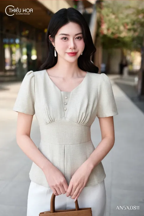 Áo Kiểu Trung Niên Vải Dệt Cao Cấp Thiết Kế Sang Trọng AN5X0811