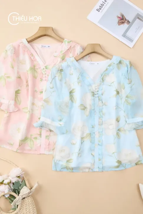 Áo Kiểu Vải Voan AN5X0842  Thiều Hoa - Nét Đẹp Thanh Nhã Và Nữ Tính