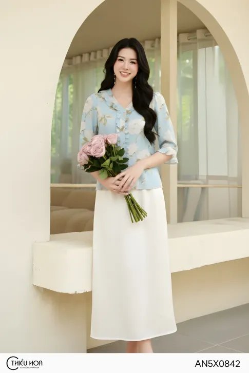 Áo Kiểu Vải Voan AN5X0842  Thiều Hoa - Nét Đẹp Thanh Nhã Và Nữ Tính