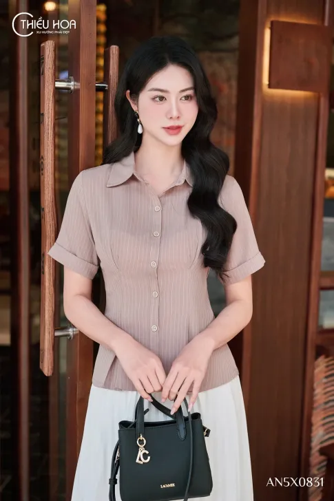 Áo Sơ Mi Trung Niên Cotton Sọc AN5X0831 Thiều Hoa - Bí Quyết Thon Gọn & Thanh Lịch