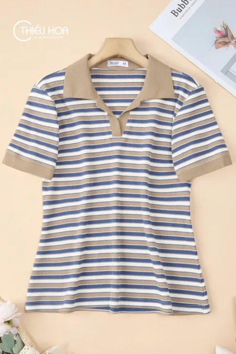 Áo thun sọc tăm AN5X0930: Thiết kế độc quyền Thiều Hoa cực tôn dáng