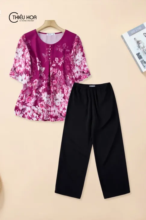 Đồ Bộ Lụa In Hoa DB5Y0610 Mặc Nhà Thoáng Mát, Tôn Dáng