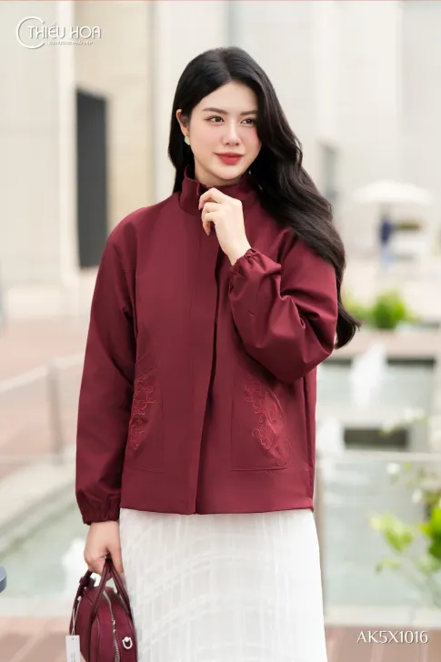Áo Khoác Kaki Trung Niên Kaki Mềm Thêu Hoa Cao Cấp AK5X1016
