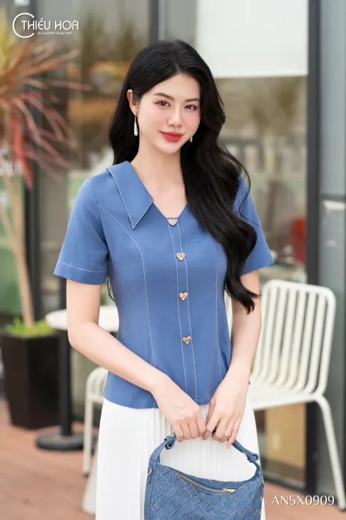 Áo kiểu jean lụa  trung niên AN5X0909 - Thiết kế trẻ trung và hiện đại