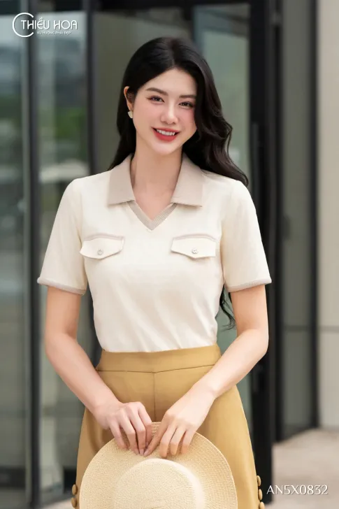 Áo kiểu trung niên thun cao cấp AN5X0832 - Thiết kế Polo trẻ trung