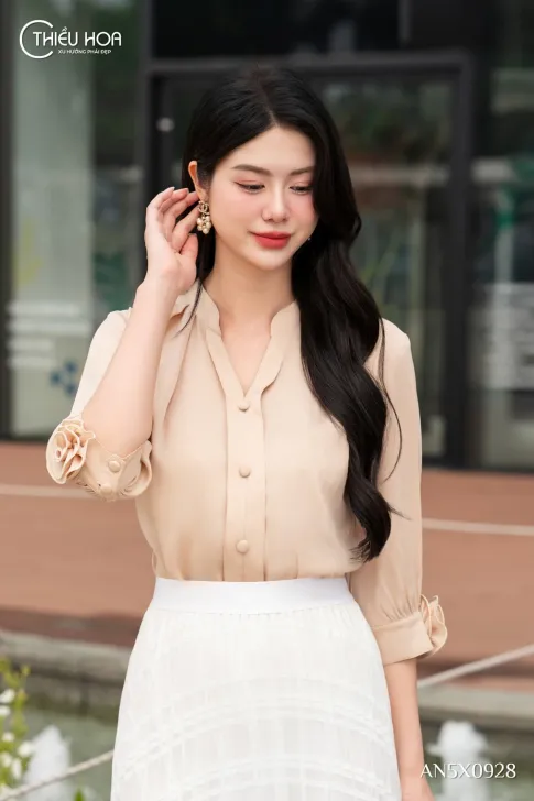 Áo kiểu trung niên voan AN5X0928 thanh lịch và quyền quý