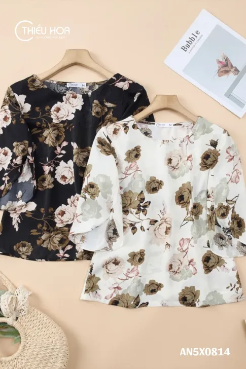 Áo Kiểu Voan Hoa AN5X0814 – Thiết Kế Dáng Suông Tay Loe Thanh Lịch