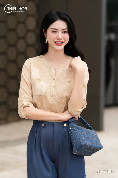 Áo Trung Niên Xô Dệt Hoa Thiết Kế Đơn Giản Thanh Lịch AN5X1002