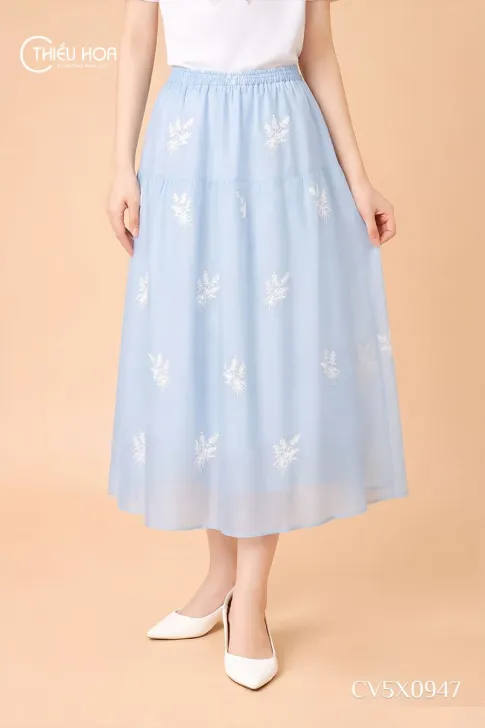 Chân váy tơ thêu CV5X0947 cao cấp - Vẻ đẹp thanh lịch, bay bổng