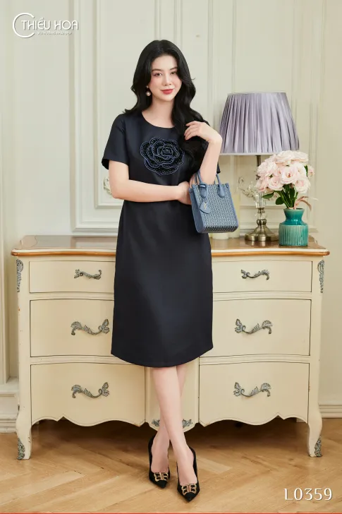 Đầm Vải Dệt Cao Cấp Thiết Kế Thương Hiệu Thiều Hoa DD5L0359