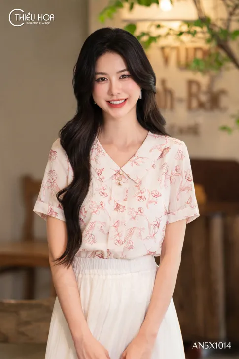 Áo kiểu voan hoa AN5X1014 thanh nhã, duyên dáng và sang trọng
