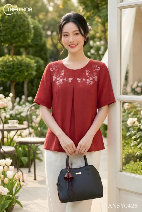 Áo Linen Thiết Kế AN5Y0425 - Áo Trung Niên Thiều Hoa