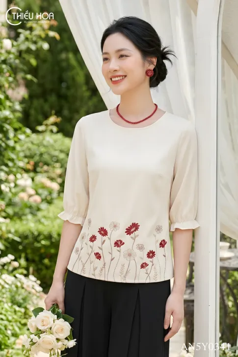 Áo Linen Xô Hàn Thiết Kế AN5Y0341 - Áo Trung Niên Thiều Hoa