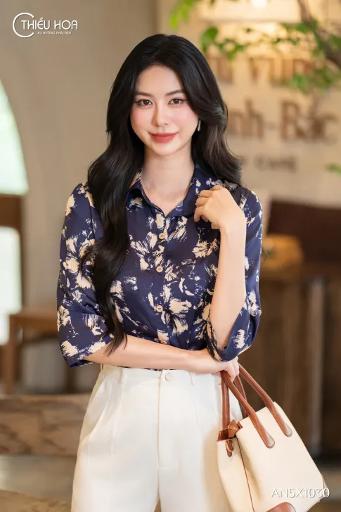 Áo Sơ Mi Satin AN5X1030 Lụa In Hoa Thanh Lịch Sang Trọng