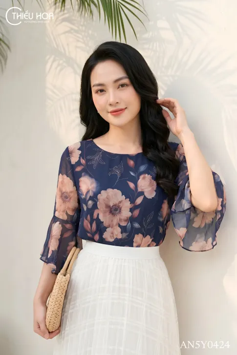 Áo Voan Hoa Thiết Kế AN5Y0424 - Áo Trung Niên Thiều Hoa