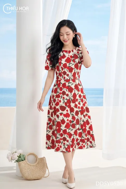 Đầm Lụa Vân Hoa Thiết Kế Cao Cấp Thương Hiệu Thiều Hoa DD5Y0520