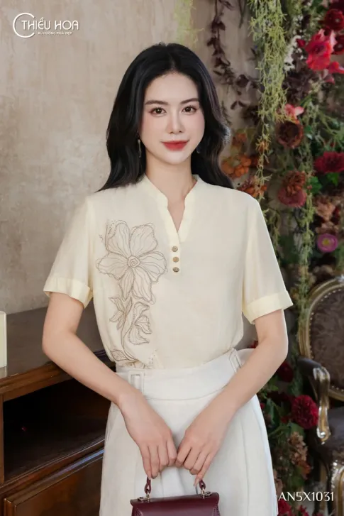 Áo Kiểu Tơ Hàn AN5X1031 Thoáng Mát, Cao Cấp
