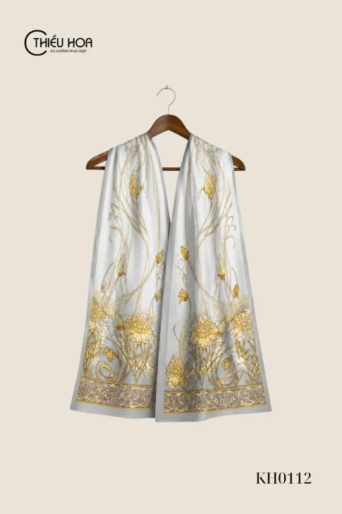 Khăn lụa hoa sen KH0112 Thiều Hoa thanh lịch sang trọng