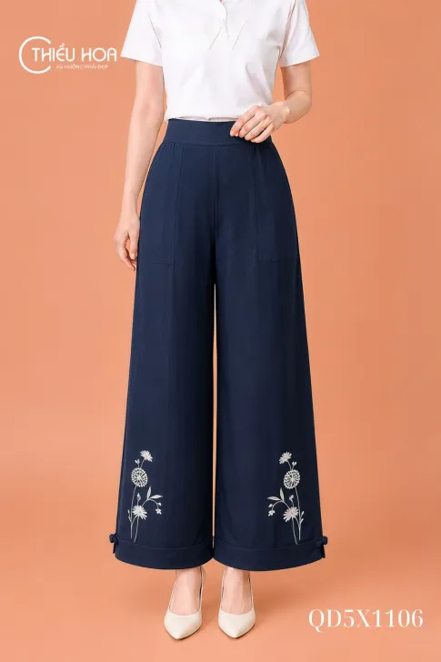 Quần Ống Rộng Linen QD5X1106 Thanh Lịch, Thoáng Mát