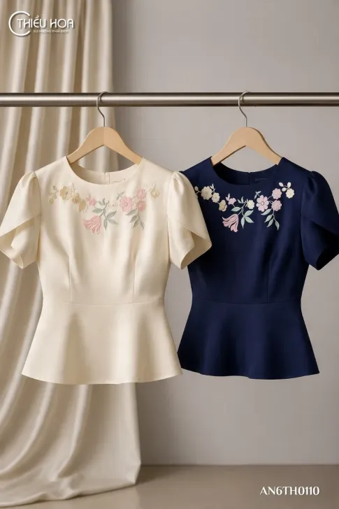 Áo Kiểu Cotton Lạnh Peplum AN6TH0110 Dịu Dàng, Nữ Tính