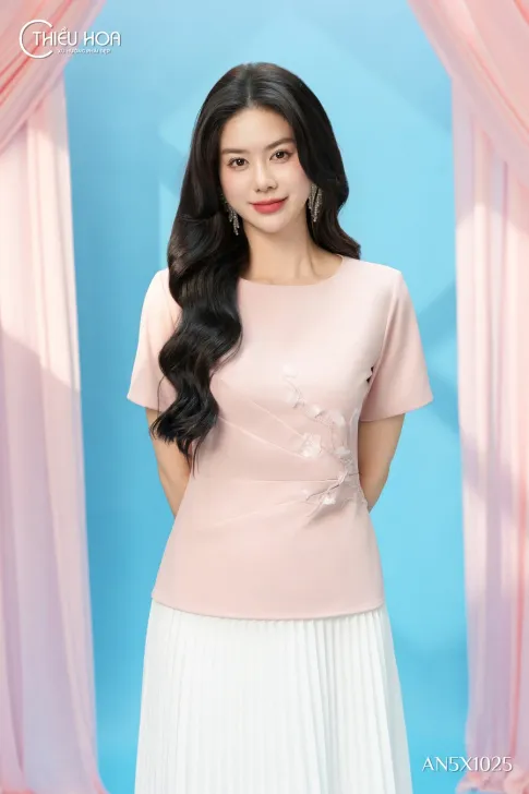 Áo kiểu trung niên Cotton Lạnh AN5X1025 thiết kế peplum sang trọng