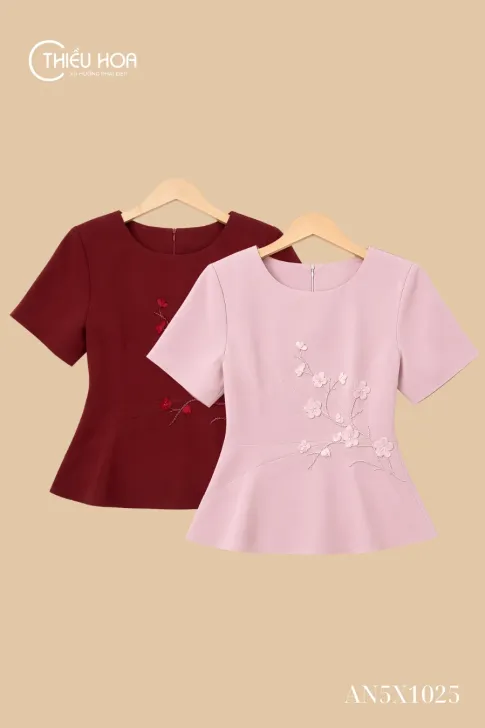 Áo kiểu trung niên Cotton Lạnh AN5X1025 thiết kế peplum sang trọng