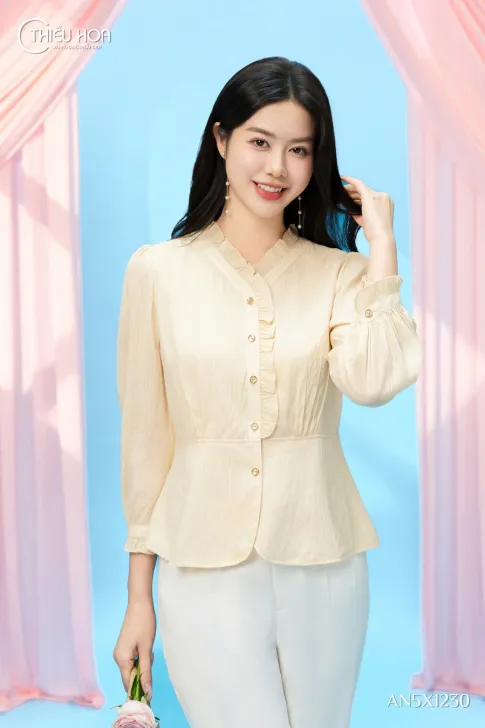 Áo Kiểu Trung Niên Peplum Tơ AN5X1230 Thanh Lịch, Sang Trọng