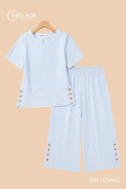 Đồ bộ cotton sọc dệt DB5X1004 - Vẻ đẹp tinh tế cho quý cô trung niên