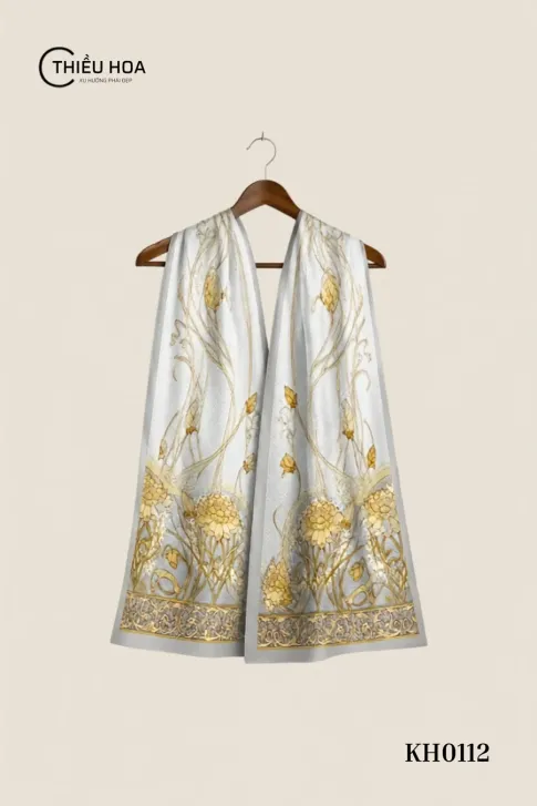 Khăn lụa hoa sen KH0112 Thiều Hoa thanh lịch sang trọng