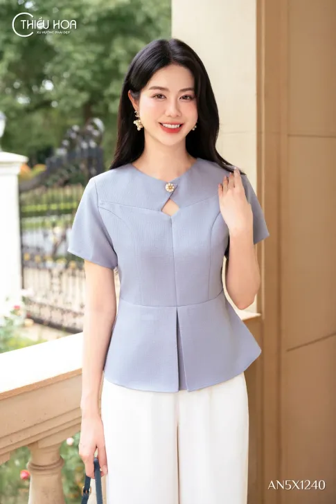 Áo kiểu peplum bố xước AN5X1240 tôn dáng thanh lịch