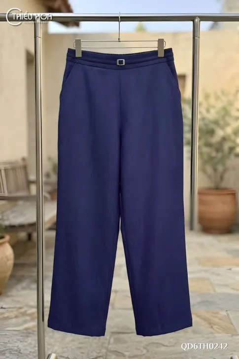 Quần ống suông rộng vải dệt giả jeans QD6TH0242 năng động tôn dáng