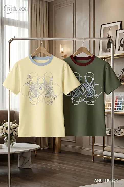 Áo Thun Cotton AN6TH0532 Thiết Kế Độc Quyền, Đính Hoa 3D Sang Trọng