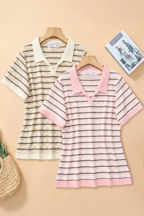 Áo Thun Dệt Hoa Văn Cổ Polo AN6TH0208 Thanh Lịch Hiện Đại