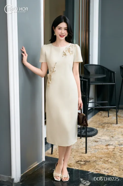 Đầm dự tiệc dệt chéo họa tiết caro DD6TH0225 sang trọng, thiết kế độc quyền