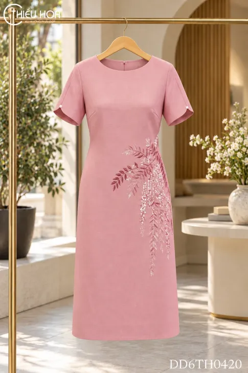 Đầm Dự Tiệc Trung Niên Dệt Chéo Thanh Lịch Sang Trọng DD6TH0420  Thiều Hoa