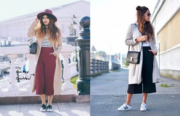 Mix áo khoác cardigan cùng quần culottes độc đáo