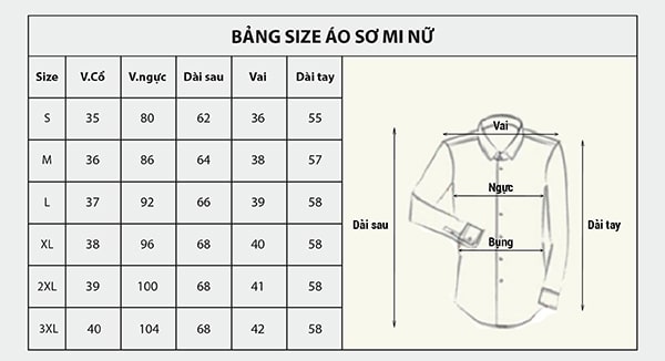 Size áo nữ