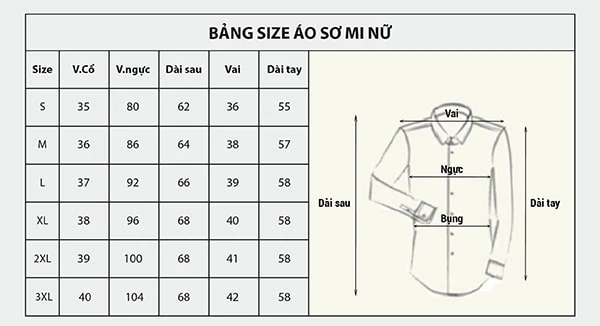 Size áo nữ