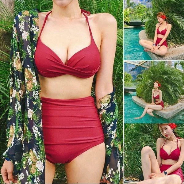 Đồ đi biển bikini cạp cao