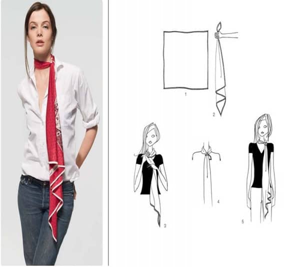 Како да носите свилена марама како вратоврска