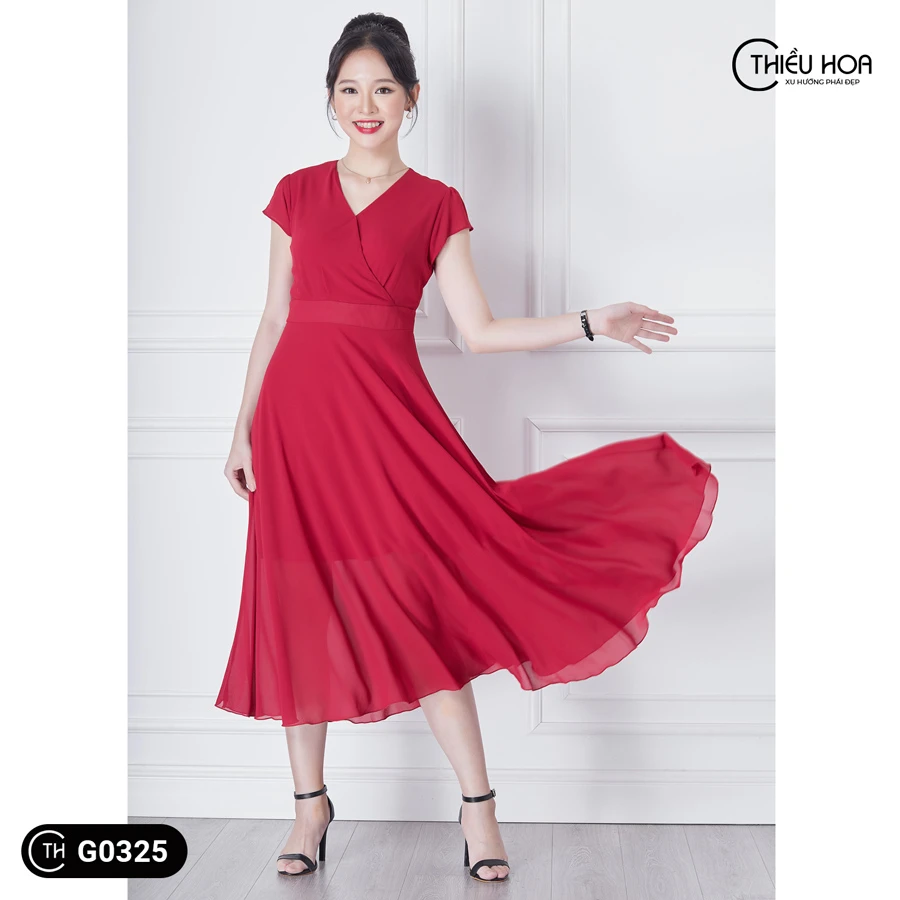 Váy đầm nữ công sở thiết kế dáng dài mẫu váy đầm xòe nhẹ chữ A cổ nơ mới  lạ ngắn tay 2 màu đỏ đen  L047 giá rẻ nhất tháng 82023
