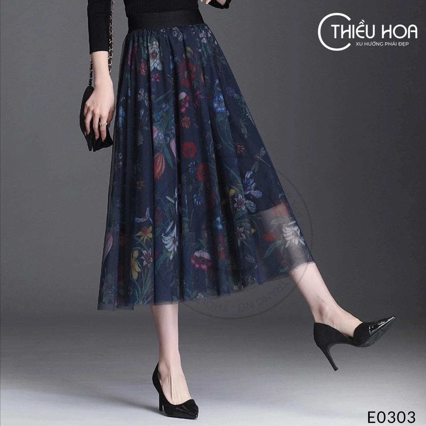 Chân váy dài thiết kế dáng dài  họa tiết nhiều màu cạp cao  Danangsale