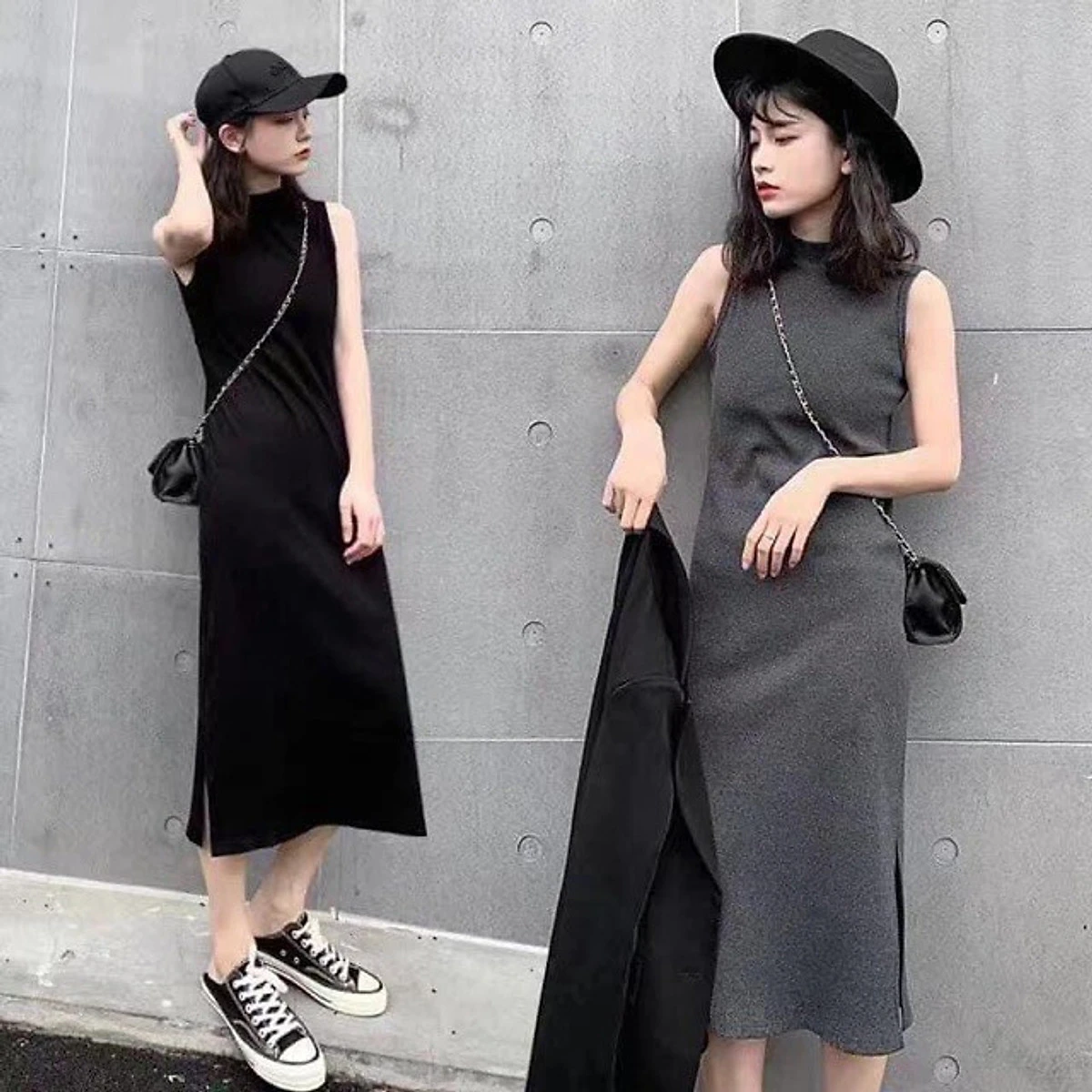 Váy Yếm đầm hai dây kẻ dáng xuông dài mãi chất len tăm co dãn mềm mại cực  mát cho mùa hè | Shopee Việt Nam