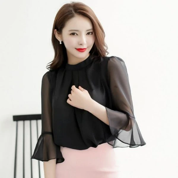 Áo voan tay bèo điệu đà