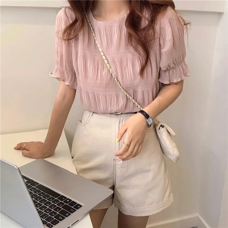 Áo voan Hàn Quốc xếp ly xinh xắn