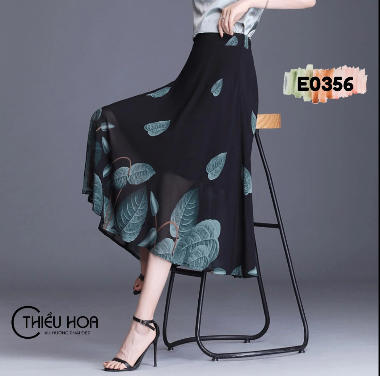 FJD51089  Chân váy công sở vải thô nhăn dáng xòe chân xếp nhún tầng c   Thời trang Pantio