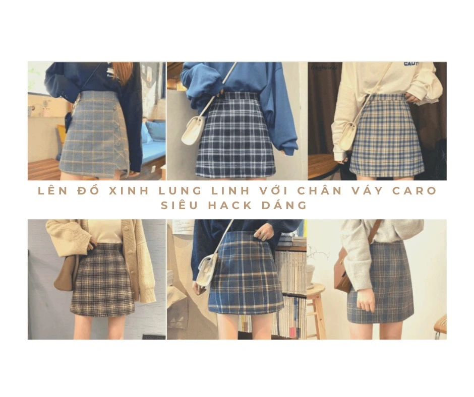 Lên đồ xinh lung linh với chân váy caro siêu hack dáng