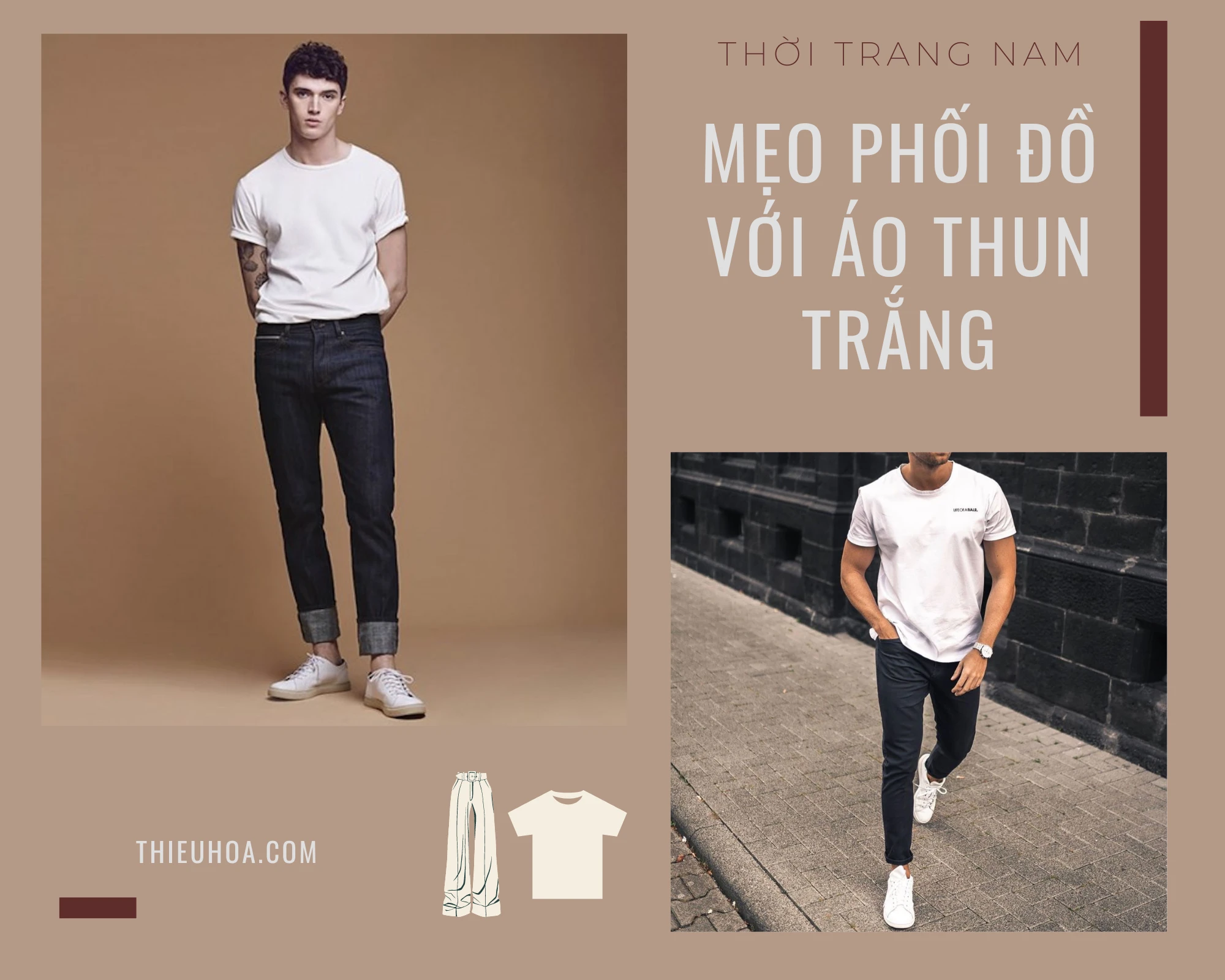 Tips 5 mẹo phối đồ với áo thun trắng cực thời trang cho nam